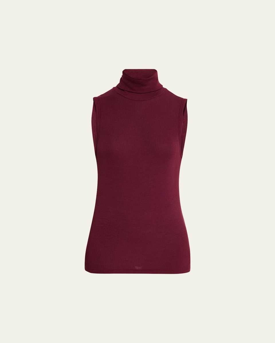 Modal Rib Sleeveless Turtleneck Top